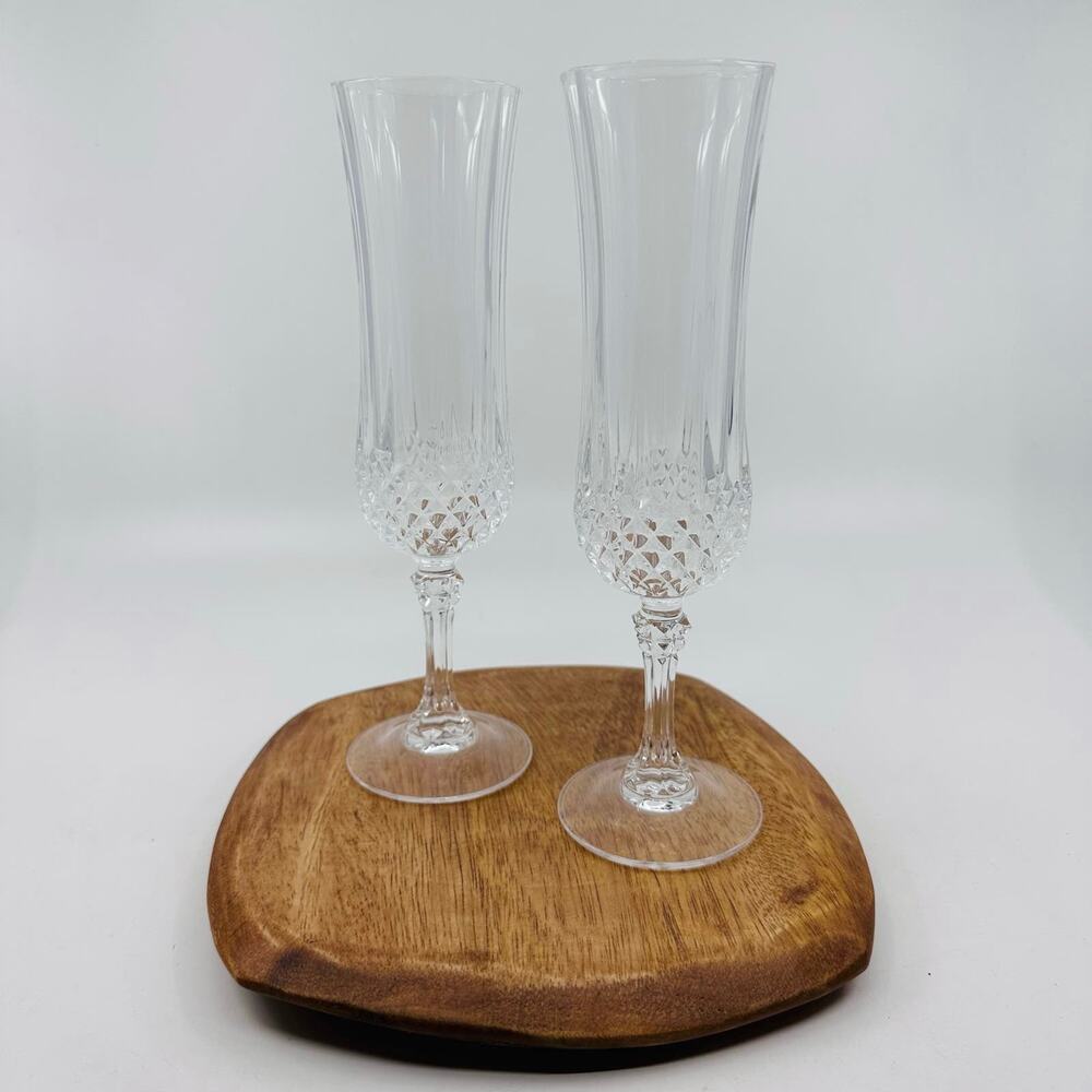 Cristal D'arques Longchamps Collection Stemware Champagne Flute Glass Set of 2
